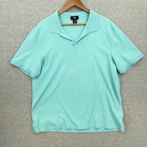 Calvin Klein Polo Shirt Mens XL Aqua Short Sleeve 100% Cotton Golf Casual